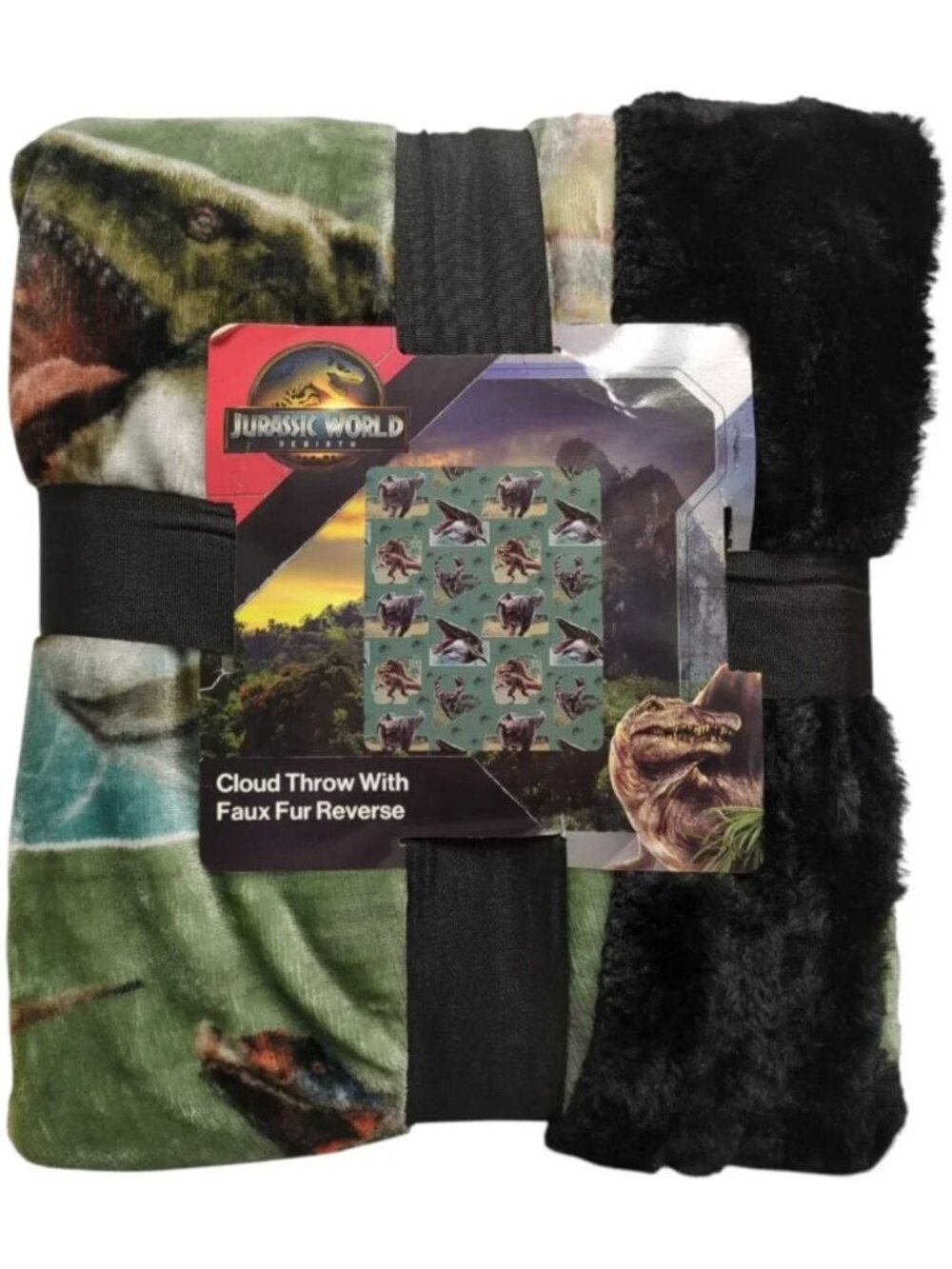 Jurassic World Cloud Throw with Faux Fur Reverse 50" x 60" - New